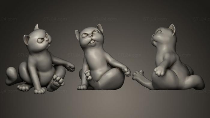 Статуэтки животных (Смешной кот, STKJ_0412) 3D модель для ЧПУ станка
